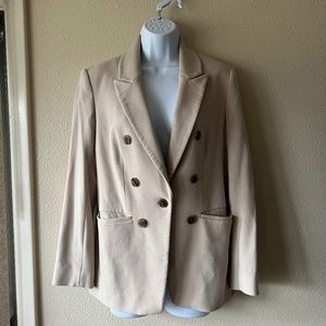 Express Women's Medium Cream / Light Beige Double Breasted Blazer